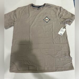 REI Co-op Men’s Medium Logo T-Shirt 50% Cotton 50% Recycled Polyester Taupe NWT